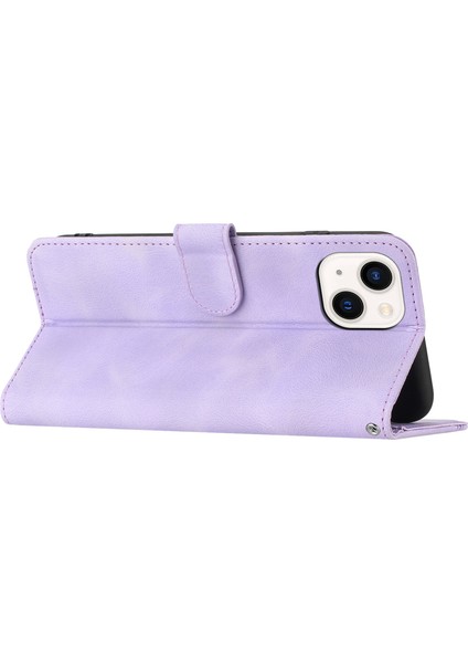 Iphone 13/14 Için Telefon Kasası Baskılı Desen Pu Deri Standı Çok Işlevli Cüzdan Flip Kapak Işığı Mor (Yurt Dışından) fırsatları