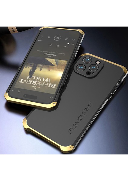 Iphone 14 Pro Telefon Kılıf Eleman Kutusu Metal Çerçeve 3 Parçalı Tasarım Anti-Drop Sert Pc Arka Kapak Koruyucu-Black/mor (Yurt Dışından)