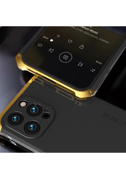 Iphone 14 Pro Telefon Kılıf Eleman Kutusu Metal Çerçeve 3 Parçalı Tasarım Anti-Drop Sert Pc Arka Kapak Koruyucu-Black/mor (Yurt Dışından)