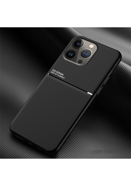 Iphone 14 Pro Fone Case Hücre Için 6.1 Inç Çizgiler Basılı Giyim Anti-Chock Anti-Shock Pu Deri Deri Tpu Kabuğu Dahili Metal Sac-Siyah (Yurt Dışından) modelleri
