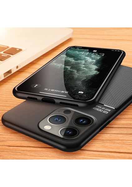 Iphone 14 Pro Fone Case Hücre Için 6.1 Inç Çizgiler Basılı Giyim Anti-Chock Anti-Shock Pu Deri Deri Tpu Kabuğu Dahili Metal Sac-Siyah (Yurt Dışından) fırsatları