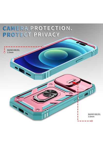 Iphone 14 Pro Telefon Kılıfı 6.1 Inç Aşınmaya Dayanıklı Pc+Tpu Sürgülü Kamera Lens Kickstand/card Slot-Pink/yeşil ile Şok Önleme Kılıfı (Yurt Dışından) fiyatları