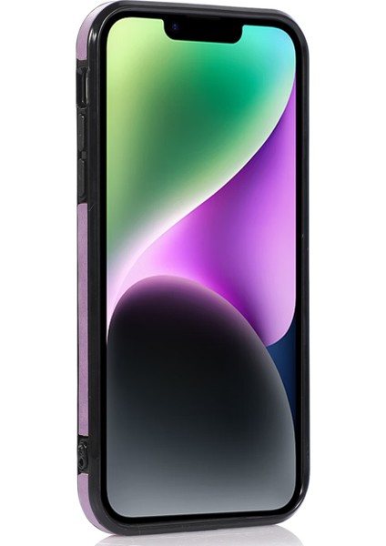 Iphone 14 Telefon Kasası Için 6.1 Inç Çizgiye Döküm Anti Telefon Kapağı Pu Deri+Tpu Kart Tutucu Kickstand Omuz Askılı-Mor ile (Yurt Dışından) fırsatları