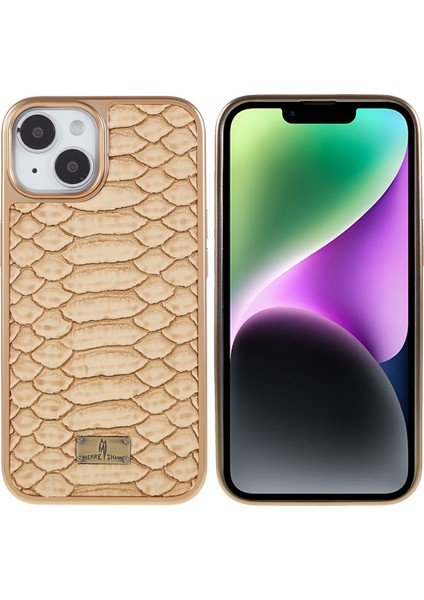 Iphone 14 Telefon Kasası Için Python Doku Pu Deri Kaplı Tpu Telefon Geri Kasa Elektrofüze Anti-Düşme Önleyici Anti-Çizik Kapak Sarı (Yurt Dışından)