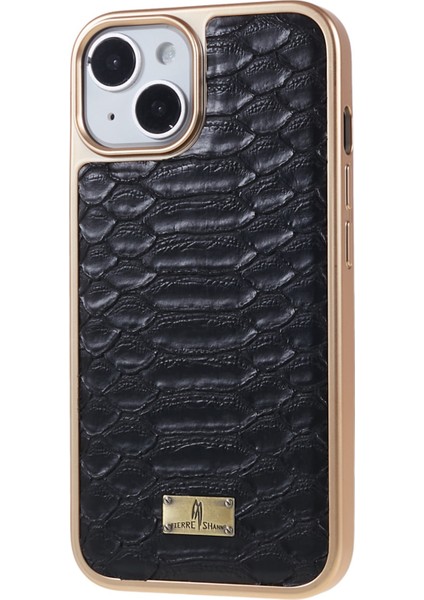 Iphone 14 Telefon Kasası Için Python Doku Pu Deri Kaplı Tpu Telefon Geri Kasa Elektrofüze Anti-Düşme Önleyici Anti-Çizik Kapak-Siyah (Yurt Dışından)