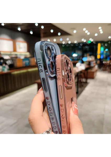 Iphone 14 Pro Telefon Kapağı 6d Elektrokaplatma Tarafı Aşk Kalp Yumuşak Tpu Telefon Vaka-Pembe (Yurt Dışından)