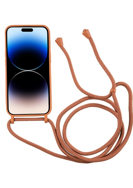 Iphone 14 Pro Fone Case Için Sıvı Silikon Kapak Kart Yuvası Strap-Brown (Yurt Dışından)