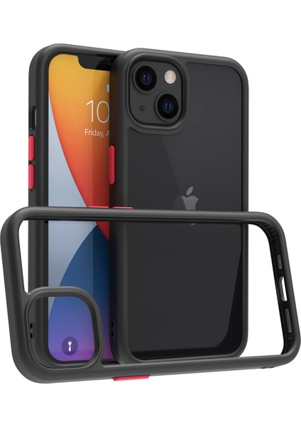 Iphone 14 Telefon Kasası Için Şeffaf 9 Saat Sertlik Temperli Cam Arka Kapak Mat Tpu Çerçeve Koruyucu Kapak-Siyah (Yurt Dışından)