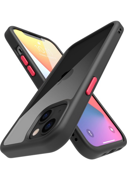 Iphone 14 Telefon Kasası Için Şeffaf 9 Saat Sertlik Temperli Cam Arka Kapak Mat Tpu Çerçeve Koruyucu Kapak-Siyah (Yurt Dışından) fiyatları
