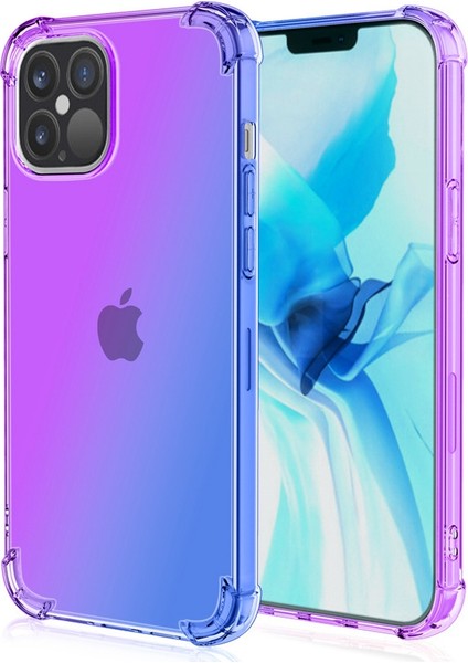 Iphone 14 Pro Telefon Kılıfı Için 6.1 Inç Gradyan Tasarım Damla Dayanıklı Tpu Yumuşak Kenarlı Takviyeli Köşeler Cep Telefonu Kapak Morası/mavi (Yurt Dışından)