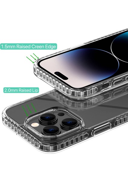 Iphone 14 Pro Telefon Kılıfı Hücre Hd Clear Plastik+Tpu Telefon Geri Kapak Yükseltilmiş Dudak Koruması Sabit Telefon Kabuğu (Yurt Dışından) fırsatları