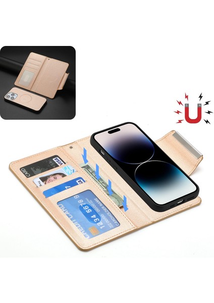 Iphone 14 Pro Telefon Kılıfı Için Ultra Nezlenebilir Deri Deri Cüzdan Şok Geçirmez Manyetik Toka Cep Telefonu Kabuğu-Altın (Yurt Dışından) fiyatları