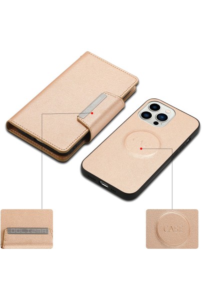 Iphone 14 Pro Telefon Kılıfı Için Ultra Nezlenebilir Deri Deri Cüzdan Şok Geçirmez Manyetik Toka Cep Telefonu Kabuğu-Altın (Yurt Dışından) modelleri