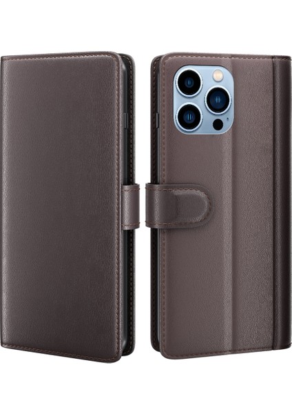 Iphone 14 Pro Telefon Kılıfı 6.1 Inç Orijinal Deri Dal Damla Geçirmez Telefon Kapağı Stand Cüzdan-Brown ile Manyetik Kapanma Kılıfı (Yurt Dışından)
