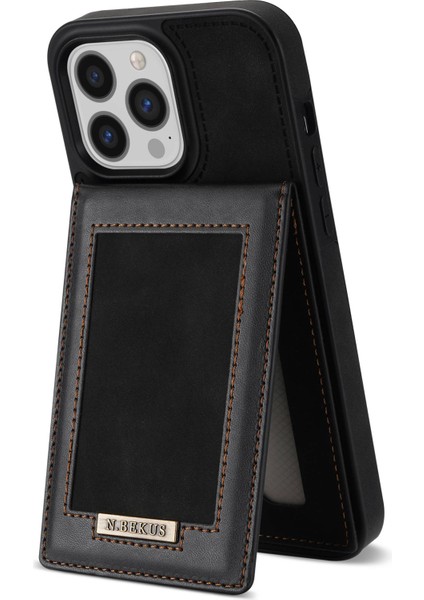Iphone 14 Pro 14 Için Dikey Kart Tutucu Kickstand Telefon Kapağı 6.1 Inç Rfıd Engelleme Pu Deri+Tpu Telefon Kılıfı Black (Yurt Dışından)
