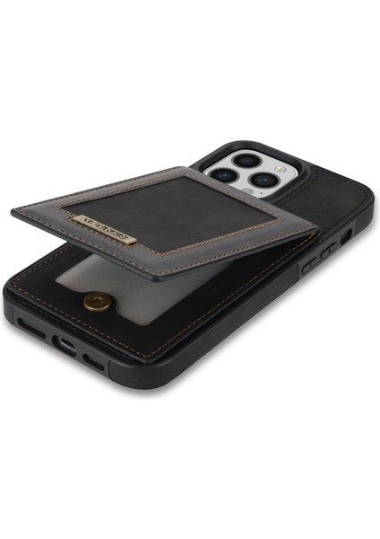 Iphone 14 Pro 14 Için Dikey Kart Tutucu Kickstand Telefon Kapağı 6.1 Inç Rfıd Engelleme Pu Deri+Tpu Telefon Kılıfı Black (Yurt Dışından)
