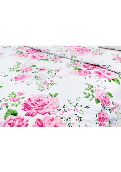 Pamuklu Çiçekli Lamus 90X190+50X70 Tek Kişilik Lastikli Çarşaf Takımı
