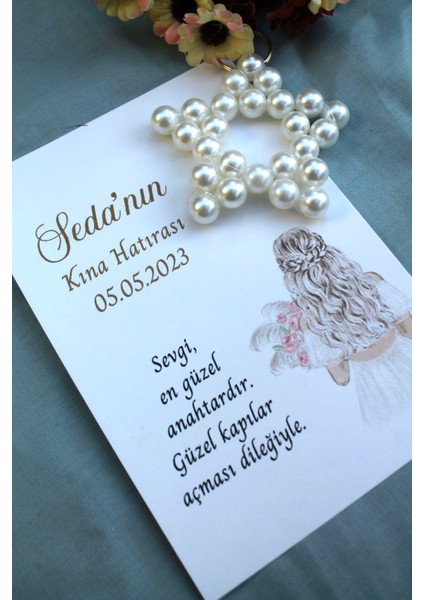 30 Adet Inci Yıldız Anahtarlık - Kişiye Özel - Kına Hediyesi - Söz Hediye - Bride To Be