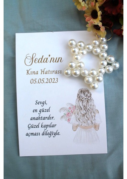 30 Adet Inci Yıldız Anahtarlık - Kişiye Özel - Kına Hediyesi - Söz Hediye - Bride To Be