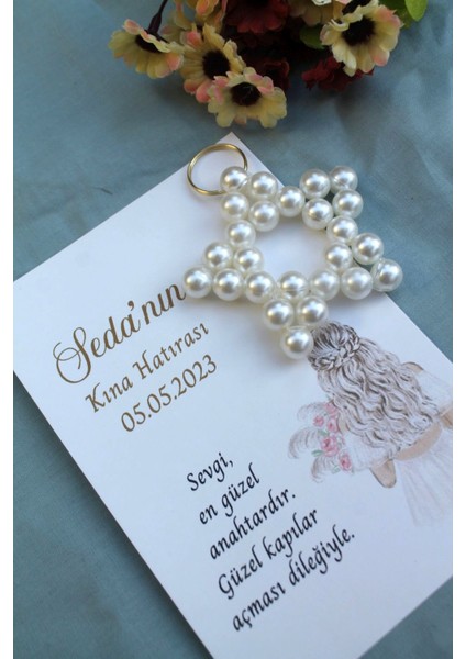 30 Adet Inci Yıldız Anahtarlık - Kişiye Özel - Kına Hediyesi - Söz Hediye - Bride To Be