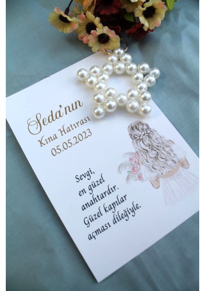 30 Adet Inci Yıldız Anahtarlık - Kişiye Özel - Kına Hediyesi - Söz Hediye - Bride To Be