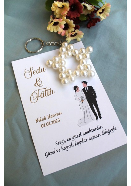 30 Adet Zincirli Inci Yıldız Anahtarlık - Kişiye Özel - Kına Hediyesi - Söz Hediyesi - Nikah Hatırası modelleri