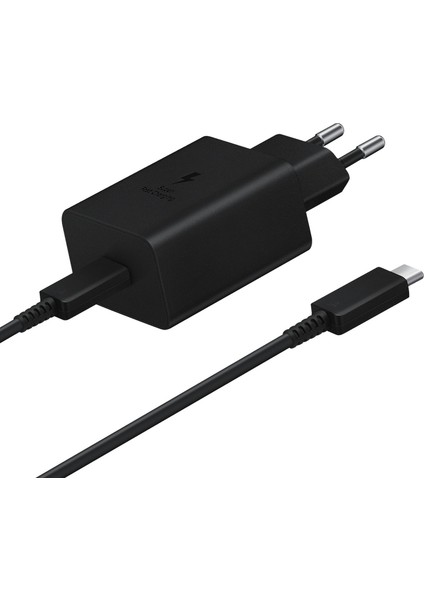 45W Süper Hızlı Şarj Aleti Type-C To Type-C 1metre Kablolu Siyah