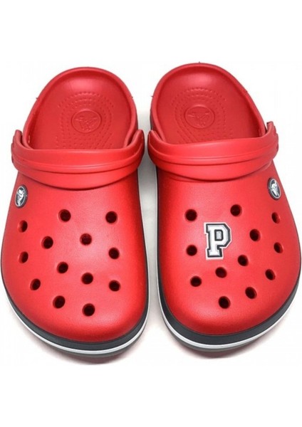 Crocs 1137 Terlik Süsü Siyah Beyaz Harf P