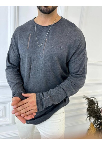 Yırtık Detaylı Lazer Kesim Triko Tişört Sweatshirt modelleri