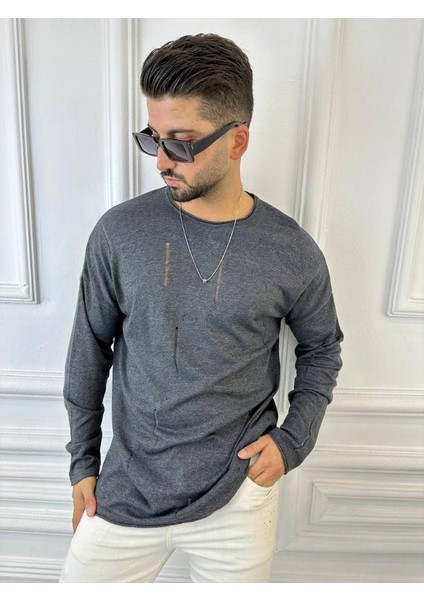 Yırtık Detaylı Lazer Kesim Triko Tişört Sweatshirt fırsatları