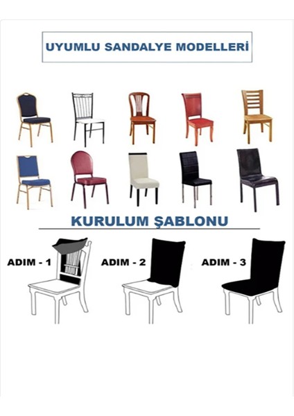 Sandalye Kılıfı Jakarlı Düz Desen Lastikli (1 Adet) Sandalye Örtüsü