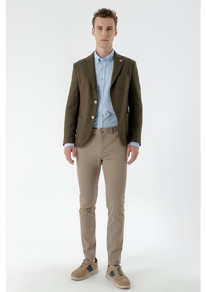 Erkek Haki Dokuma Slim Fit Torba Cep Mono Yaka Spor Ceket indirimleri