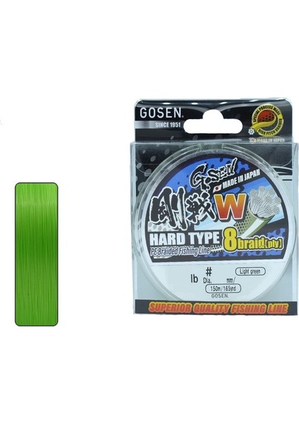 W8 Hard Type Pe 8 Örgü Spin Ip Misina 150MT Açık Yeşil