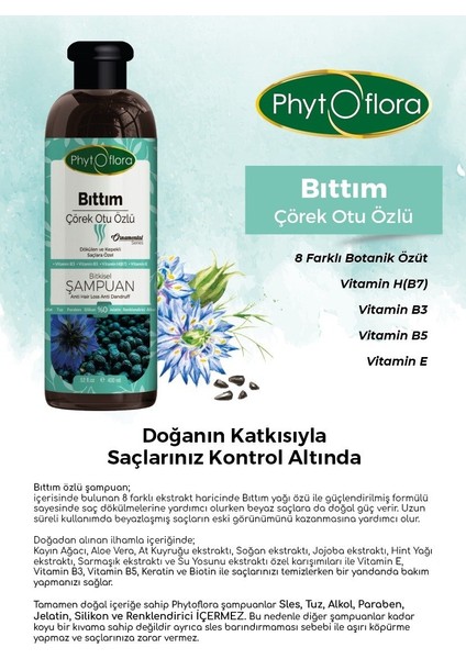 Bıttım (Çörek Otu Özlü) Bitkisel Şampuan 400 ml modelleri