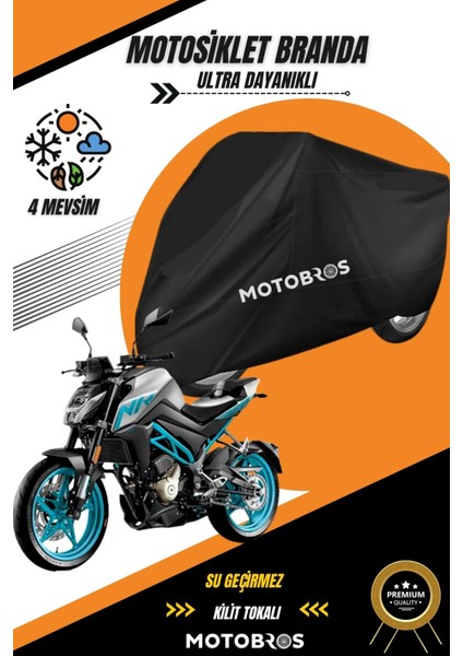 Cf Moto 250 Nk Siyah Su Geçirmez Dayanıklı Motosiklet Brandası (En Kalın) Kumaş Ömürlük Kullanım