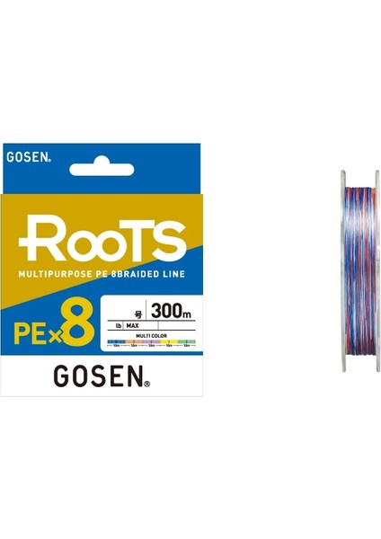 Gosen X8 Roots Pe 8 Örgü Spin Ip Misina 300MT Multi Color