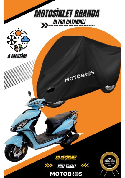Arora Freedom Siyah Su Geçirmez Dayanıklı Motosiklet Brandası (En Kalın) Kumaş Ömürlük Kullanım