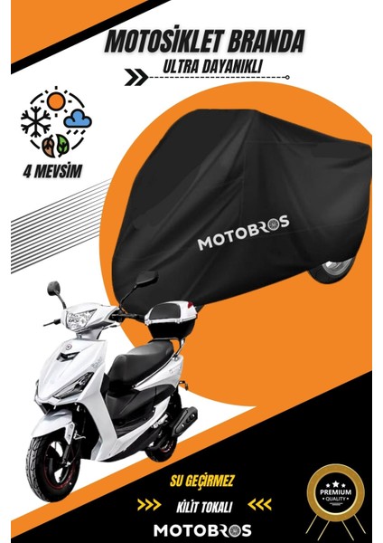 Yuki Casper Siyah Su Geçirmez Dayanıklı Motosiklet Brandası (En Kalın) Kumaş Ömürlük Kullanım