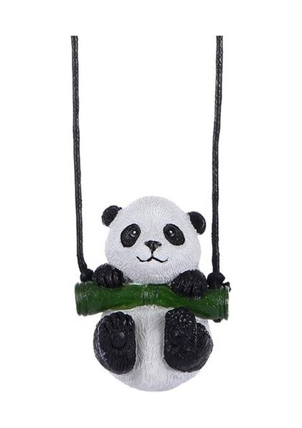 Panda Kolye Solma Yok Süslemeleri Sevimli Panda Dikiz Aynası Kolye Bambu Salıncak (Yurt Dışından)