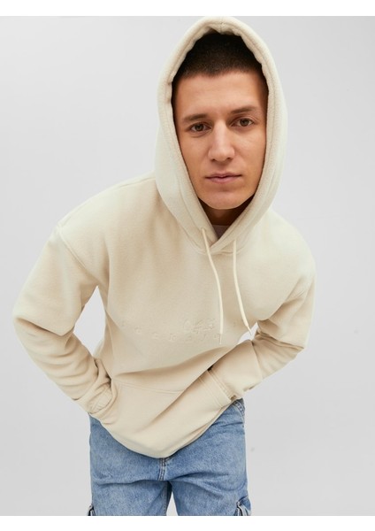 Jack & Jones Jorsilverlake Fleece Hood Erkek Bej Sweatshirt 12242470-Beige