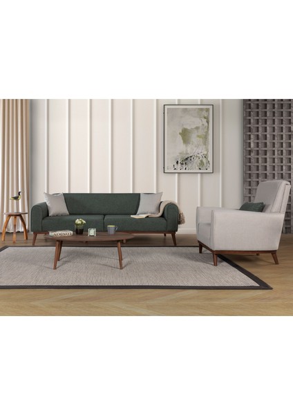 Perla Sofa Seneca Keten Yataklı Koltuk Takımı Yeşil