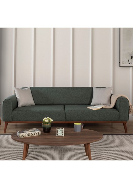 Perla Sofa Seneca Keten Yataklı Koltuk Takımı Yeşil