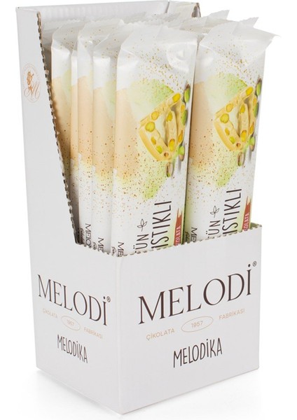 Melodika Bütün Antep Fıstıklı Beyaz Çikolata Tablet 65 gr x 12 Adet