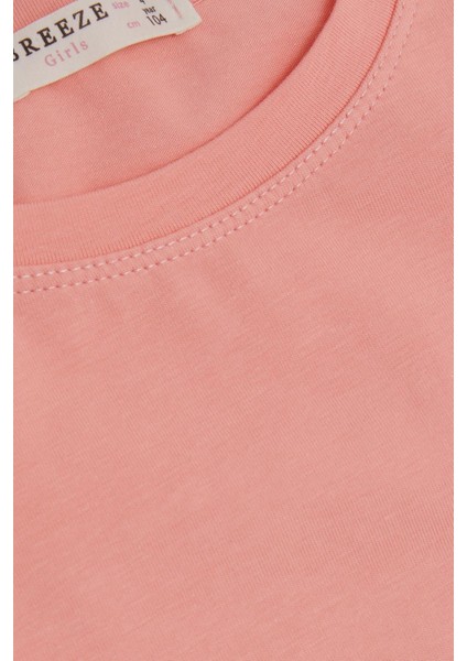 Kız Çocuk Uzun Kollu Tişört Sevimli Tavşancık Baskılı Omzu Fırfırlı 1-4 Yaş, Somon modelleri