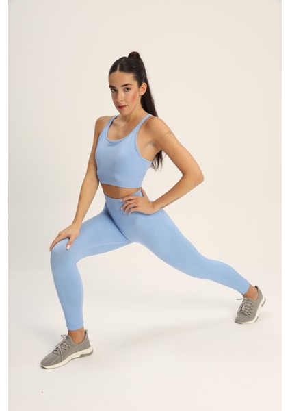Dikişsiz Mavi Toparlayıcı Spor Bra