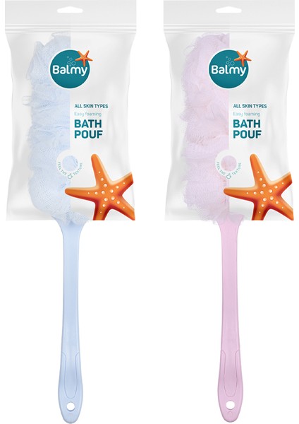 Saplı Banyo Lifi Pembe ve Mavi 2 Adet