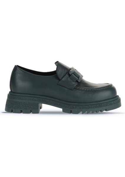 Yeşil Deri Kadın Loafer 01WZ1404