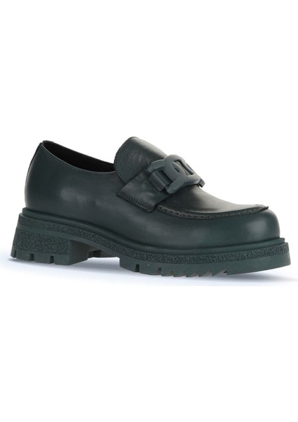 Yeşil Deri Kadın Loafer 01WZ1404
