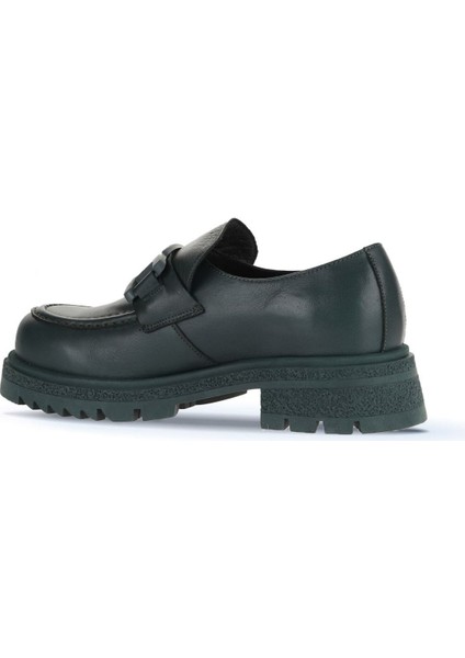Yeşil Deri Kadın Loafer 01WZ1404