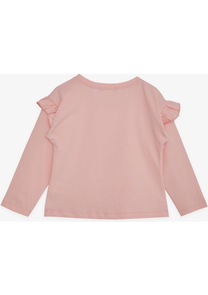 Kız Çocuk Uzun Kollu Tişört Sevimli Tavşancık Baskılı Omzu Fırfırlı 1-4 Yaş, Pembe fiyatları